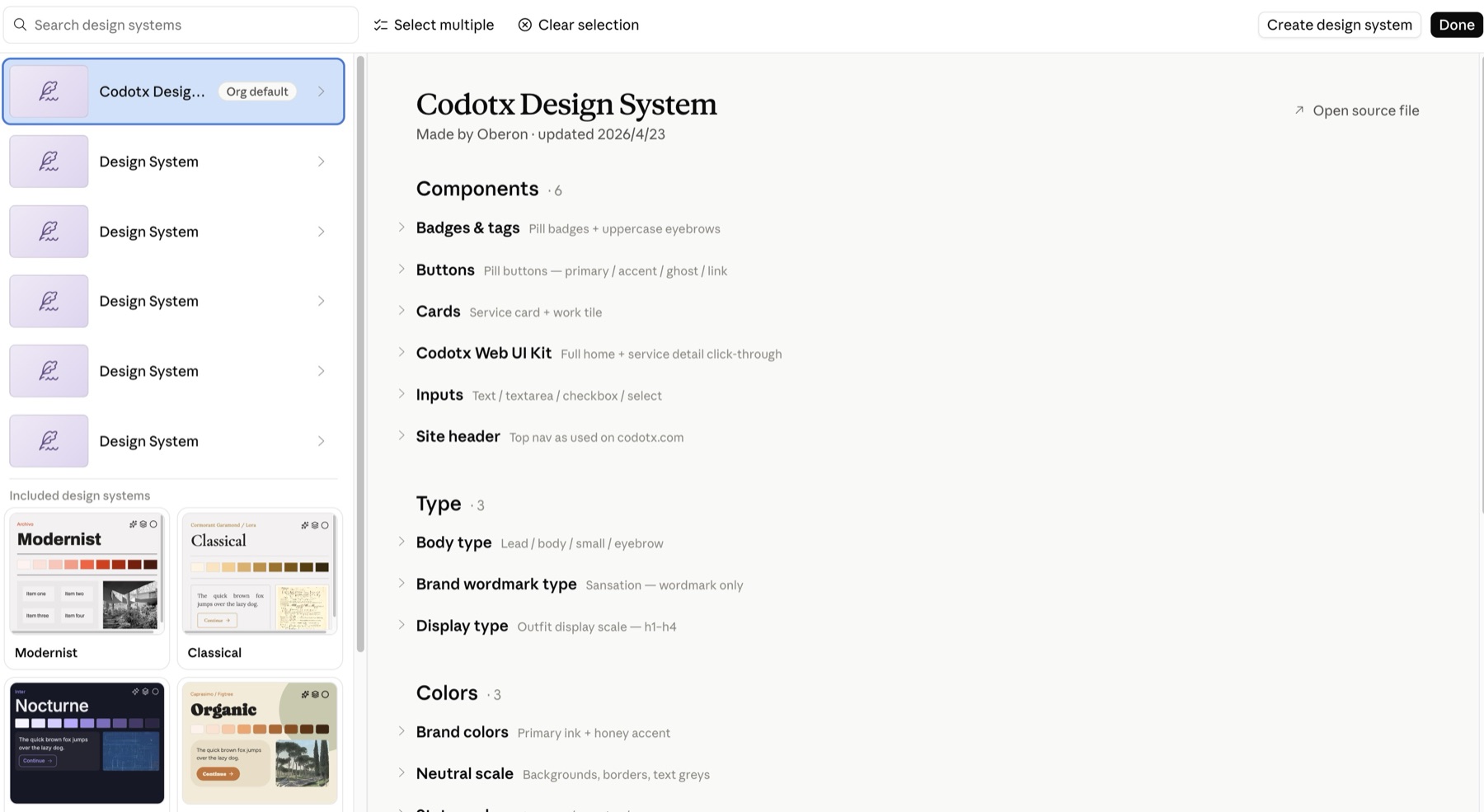 Claude Design 擷取出的設計系統